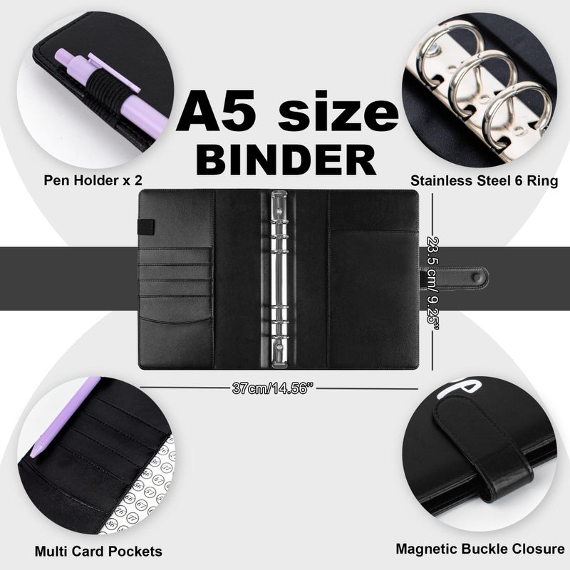 LingLingo 100 Envelopes Money Saving Challenge Binder  Easy and Fun Way to Save $5 050  A5 Budget Book with Cash Envelopes Kit Black White - Image 3